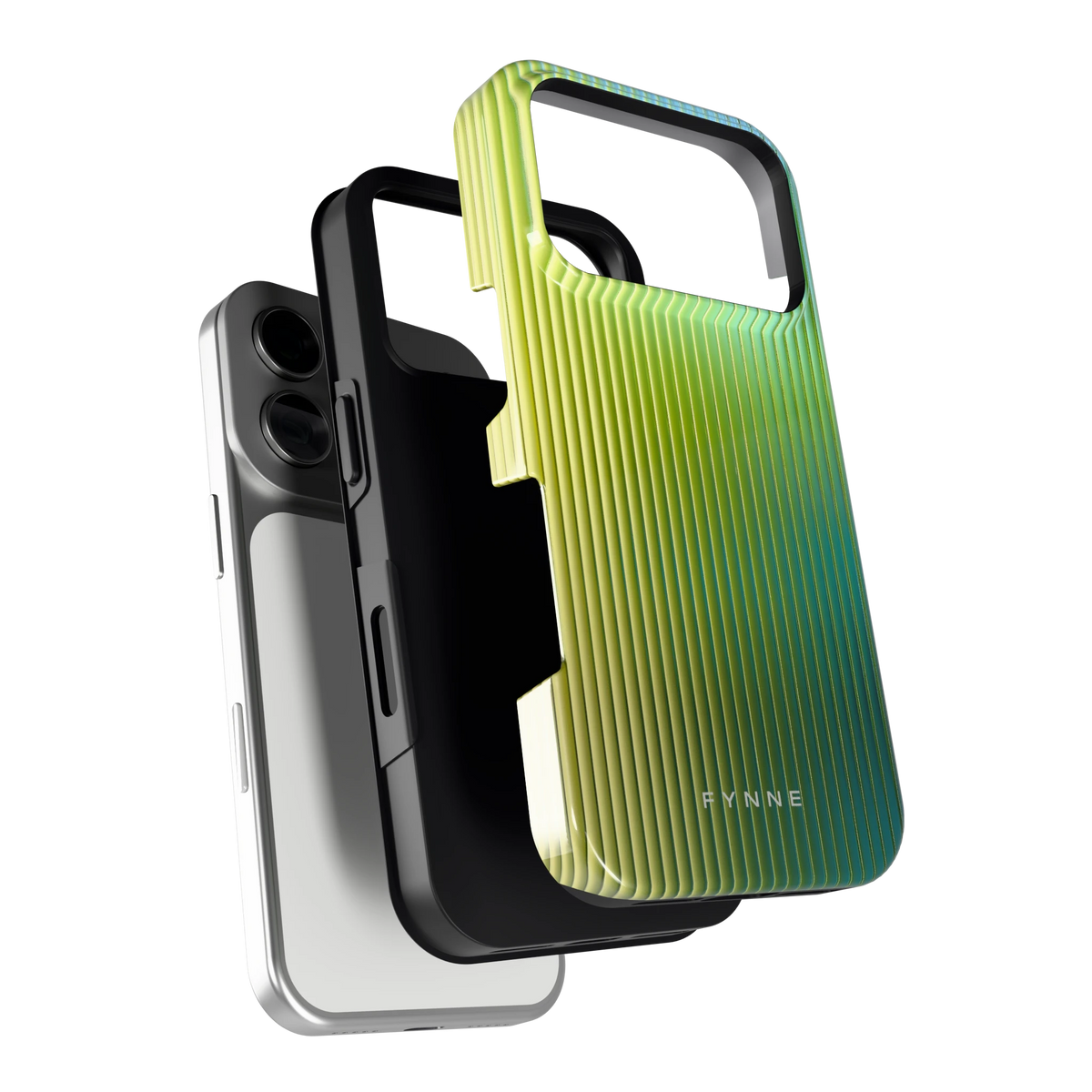 Geribbelde kleurgloed hoesje voor iPhone 17 Pro, los van de telefoon