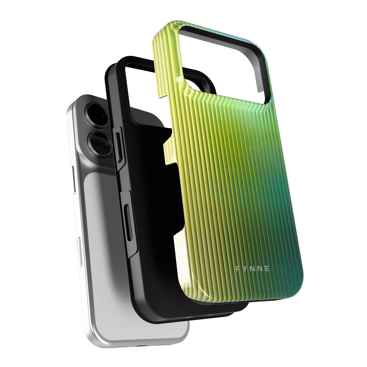 Geribbelde kleurgloed hoesje voor iPhone 18 Pro, los van de telefoon