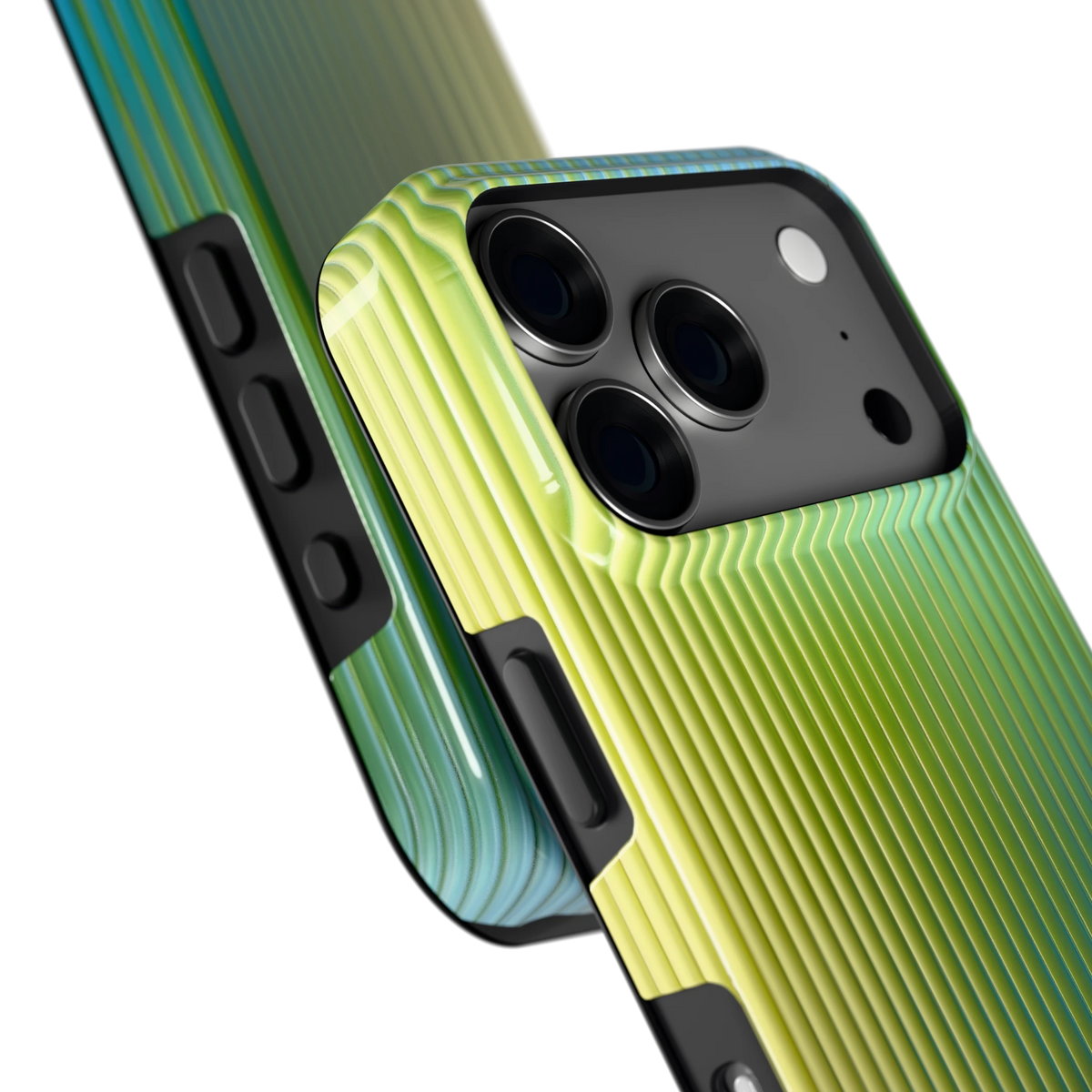 Geribbelde kleurgloed hoesje voor iPhone 18 Pro, close-up