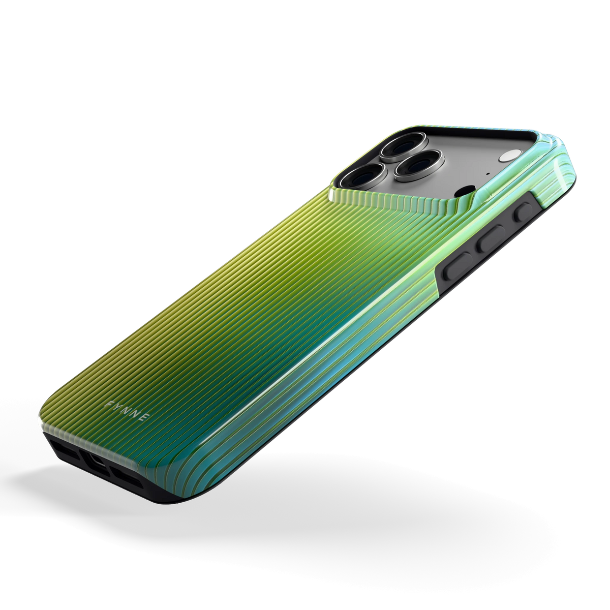 Geribbelde kleurgloed hoesje voor iPhone 18 Pro Max, schuin