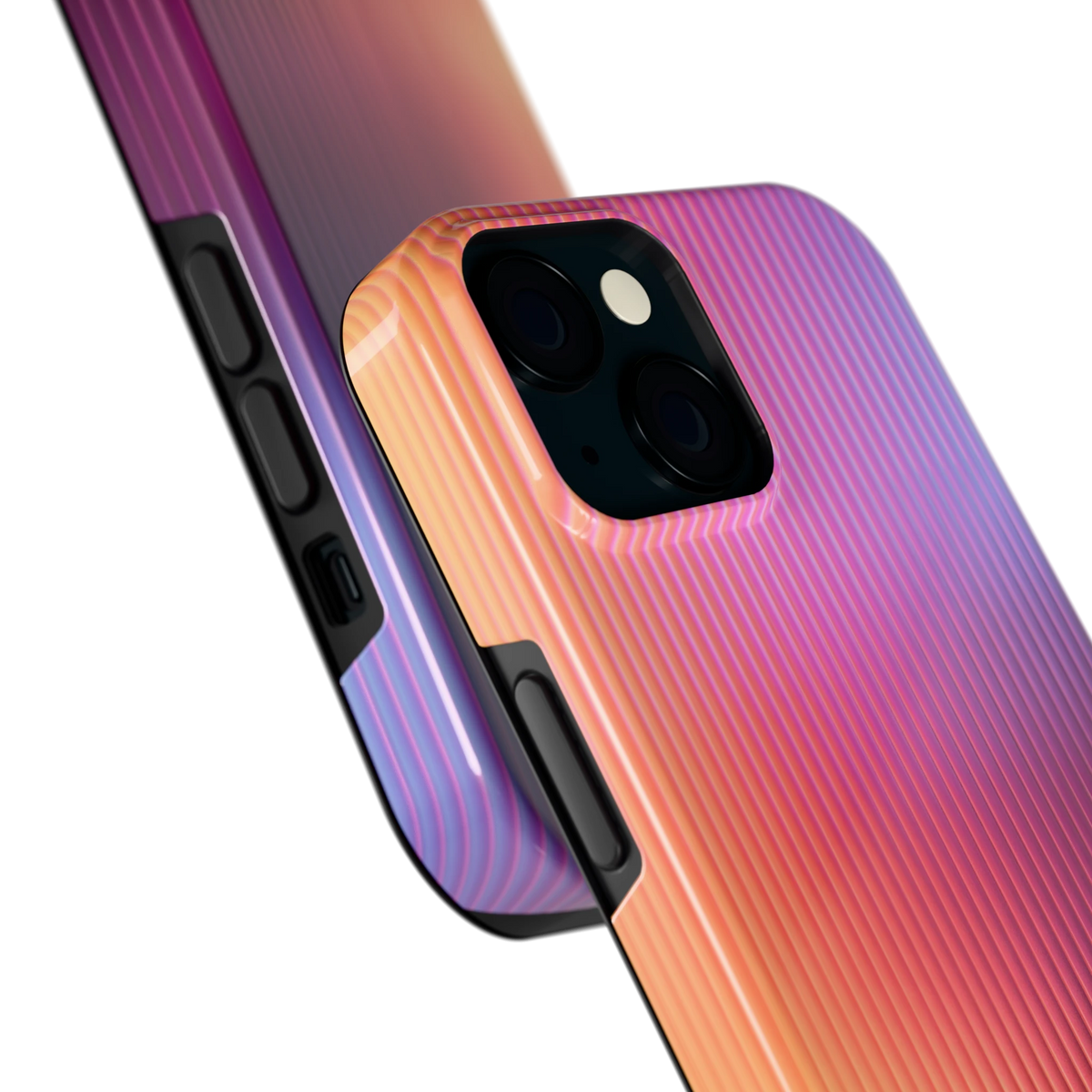 Geribbeld Gloed hoesje voor iPhone 15, close-up