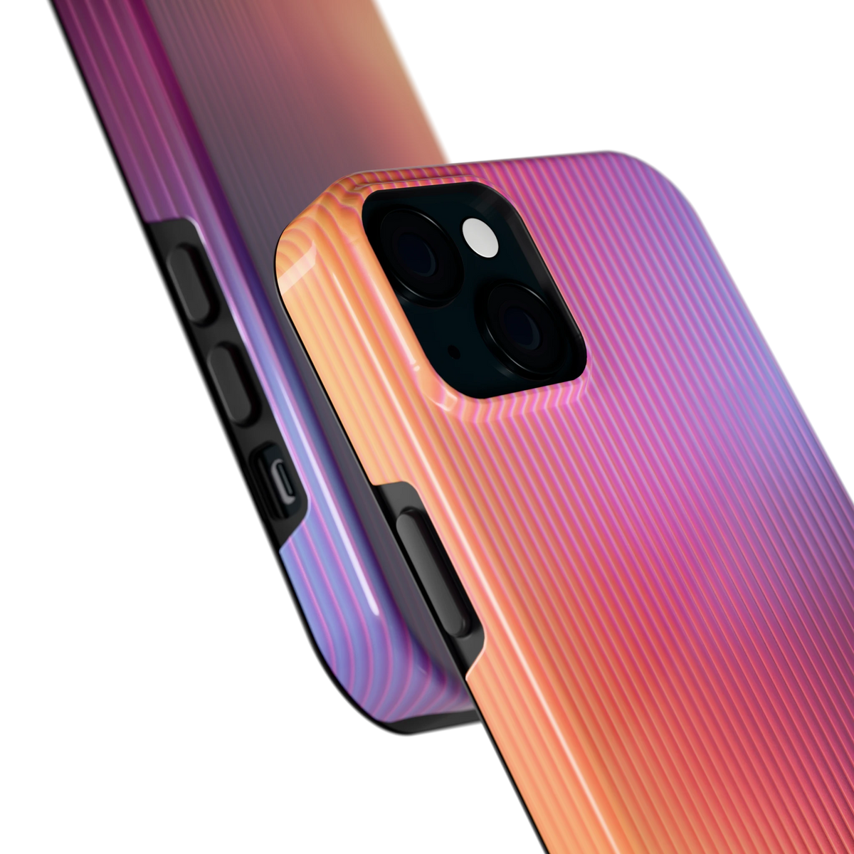 Geribbeld Gloed hoesje voor iPhone 15 Plus, close-up