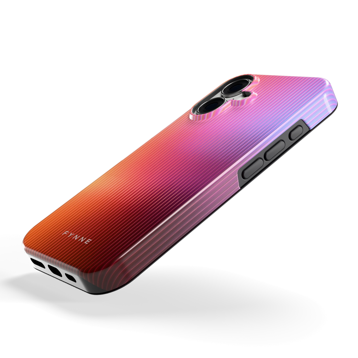 Geribbeld Gloed hoesje voor iPhone 16, schuin