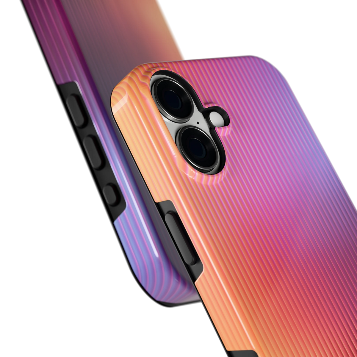 Geribbeld Gloed hoesje voor iPhone 16 Plus, close-up