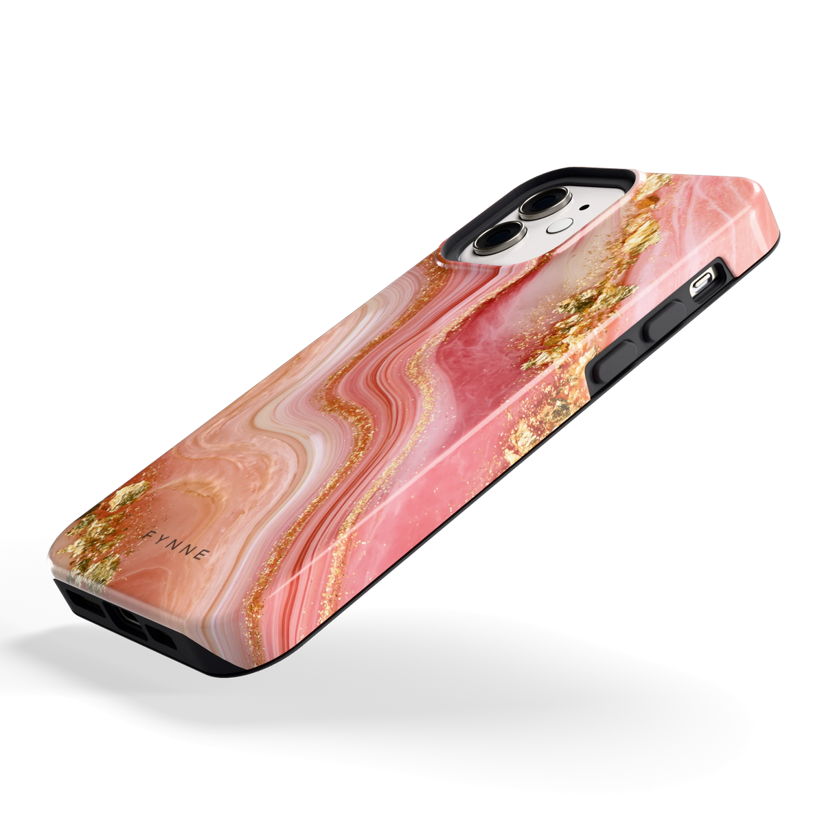 Roségouden Agaat hoesje voor iPhone 12, schuin