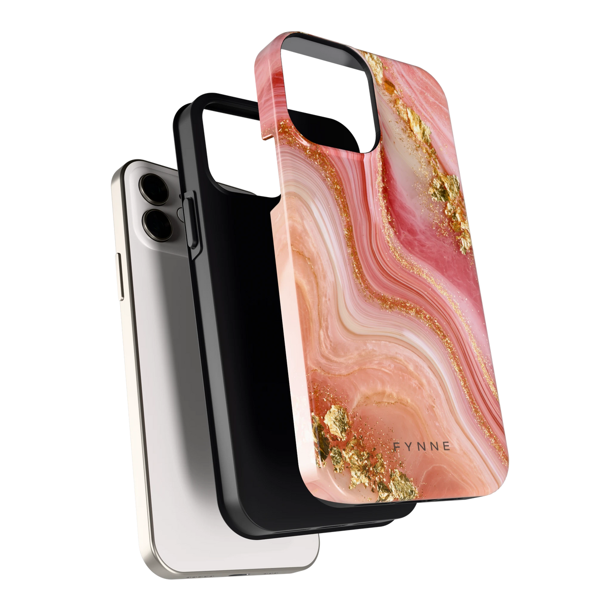 Roségouden Agaat hoesje voor iPhone 12, los van de telefoon
