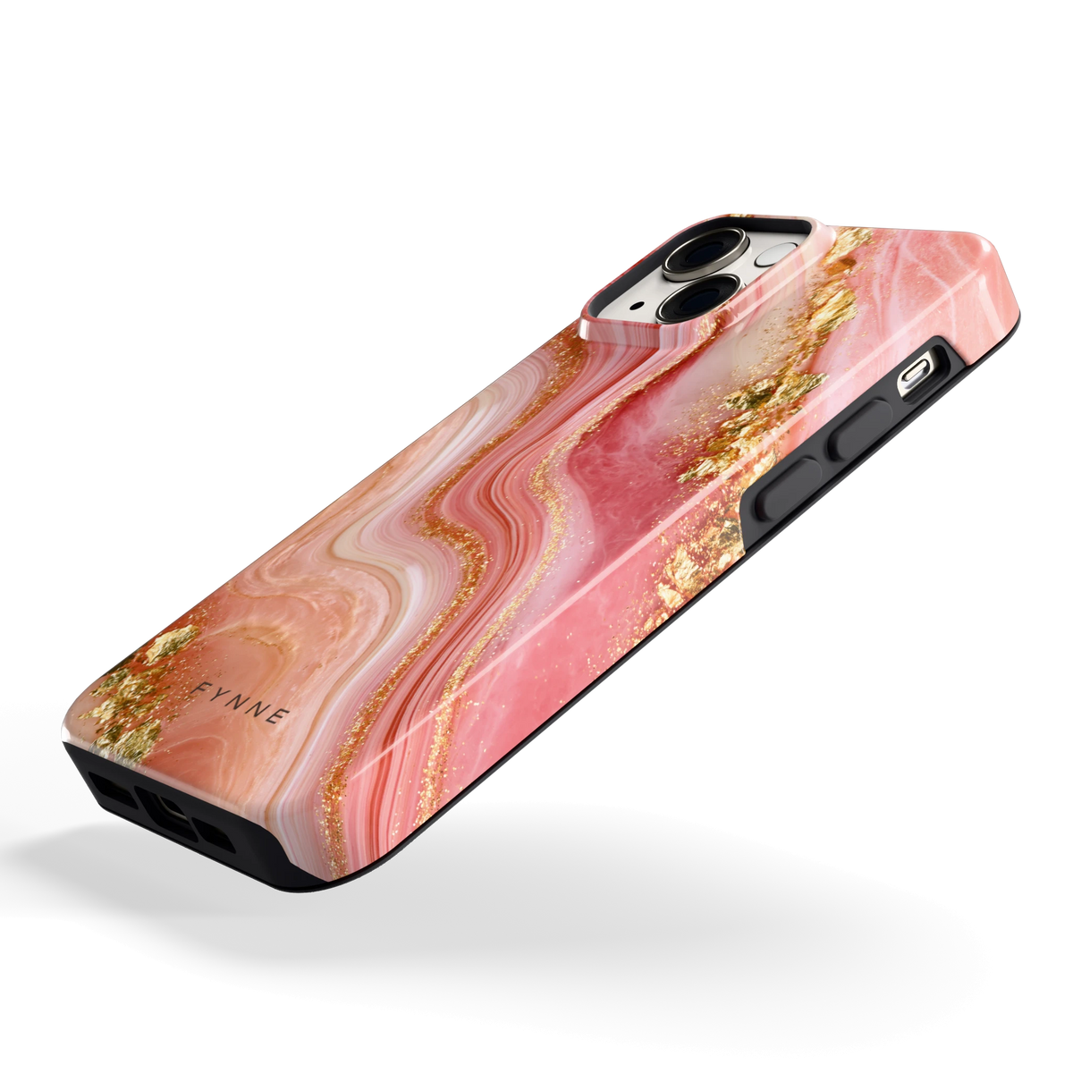 Roségouden Agaat hoesje voor iPhone 13 mini, schuin