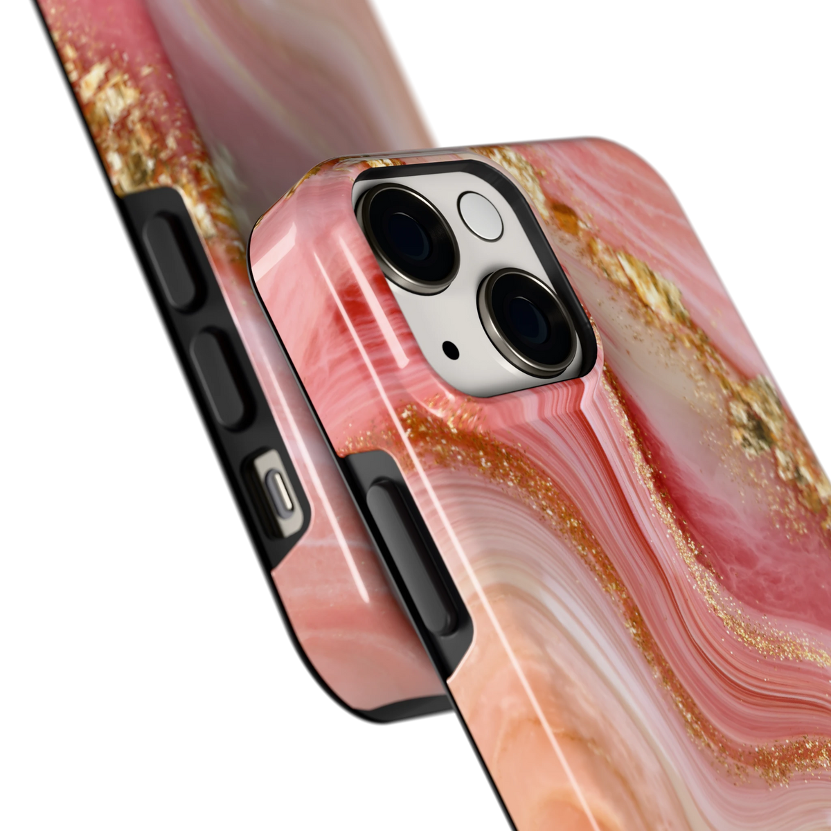 Roségouden Agaat hoesje voor iPhone 13 mini, close-up