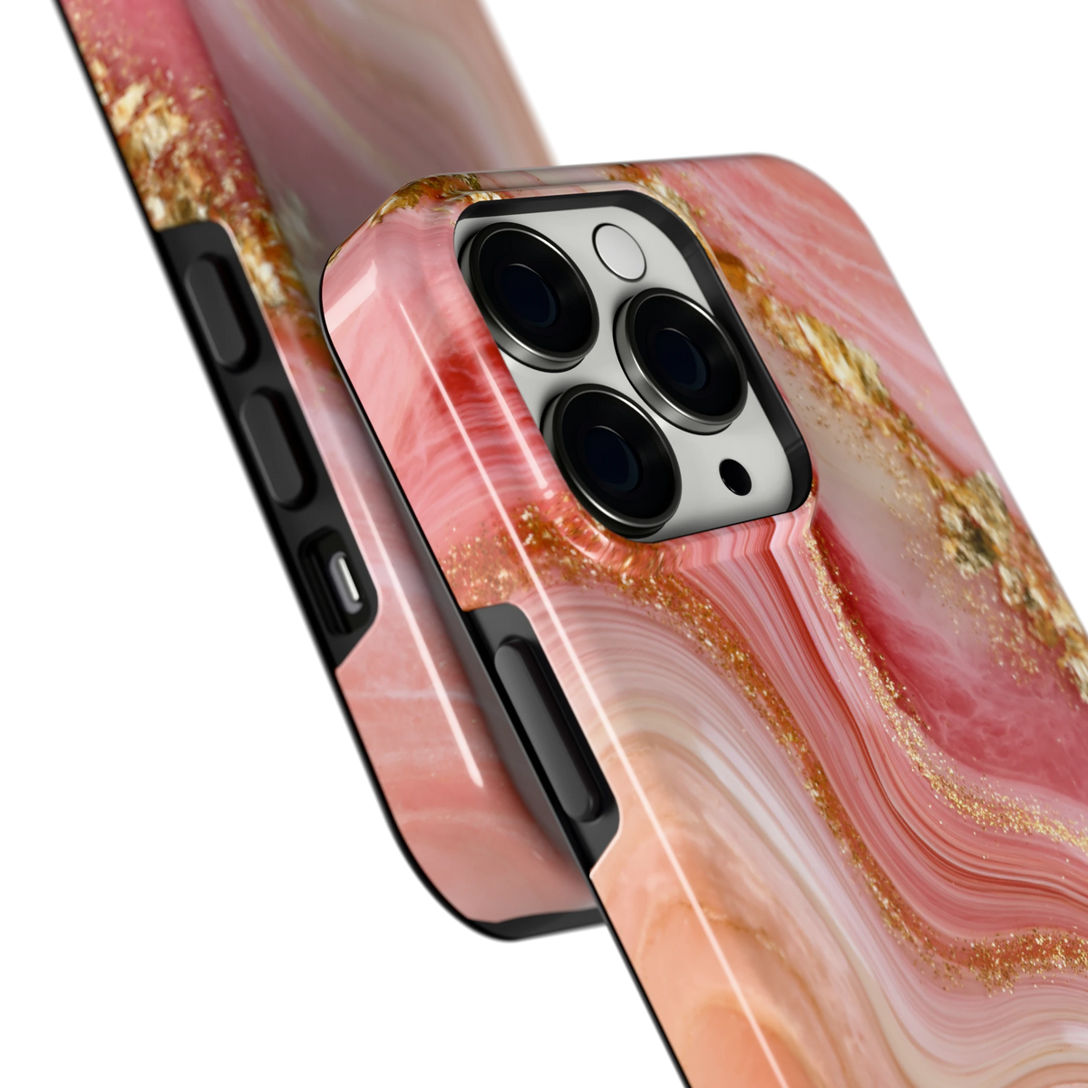 Roségouden Agaat hoesje voor iPhone 13 Pro, close-up