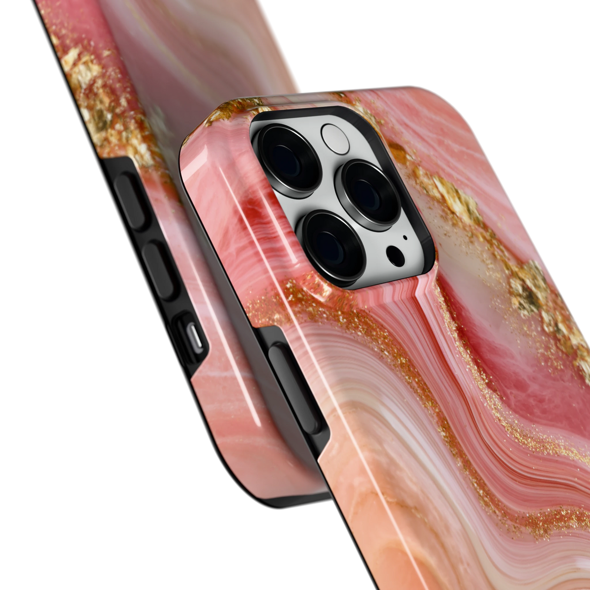 Roségouden Agaat hoesje voor iPhone 14 Pro Max, close-up