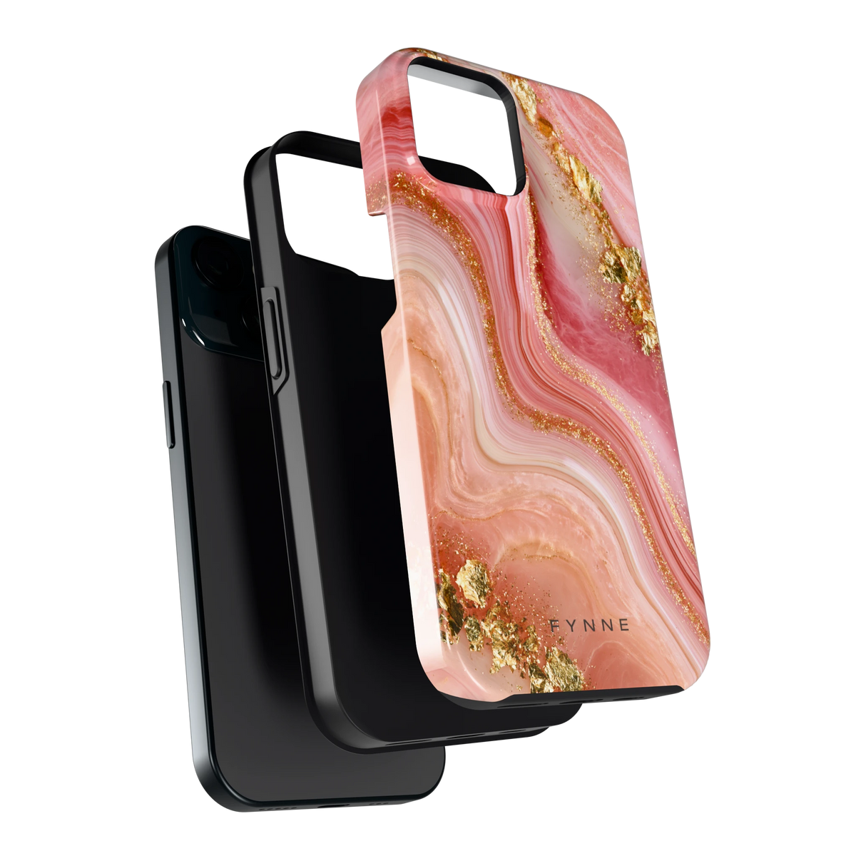 Roségouden Agaat hoesje voor iPhone 15, los van de telefoon