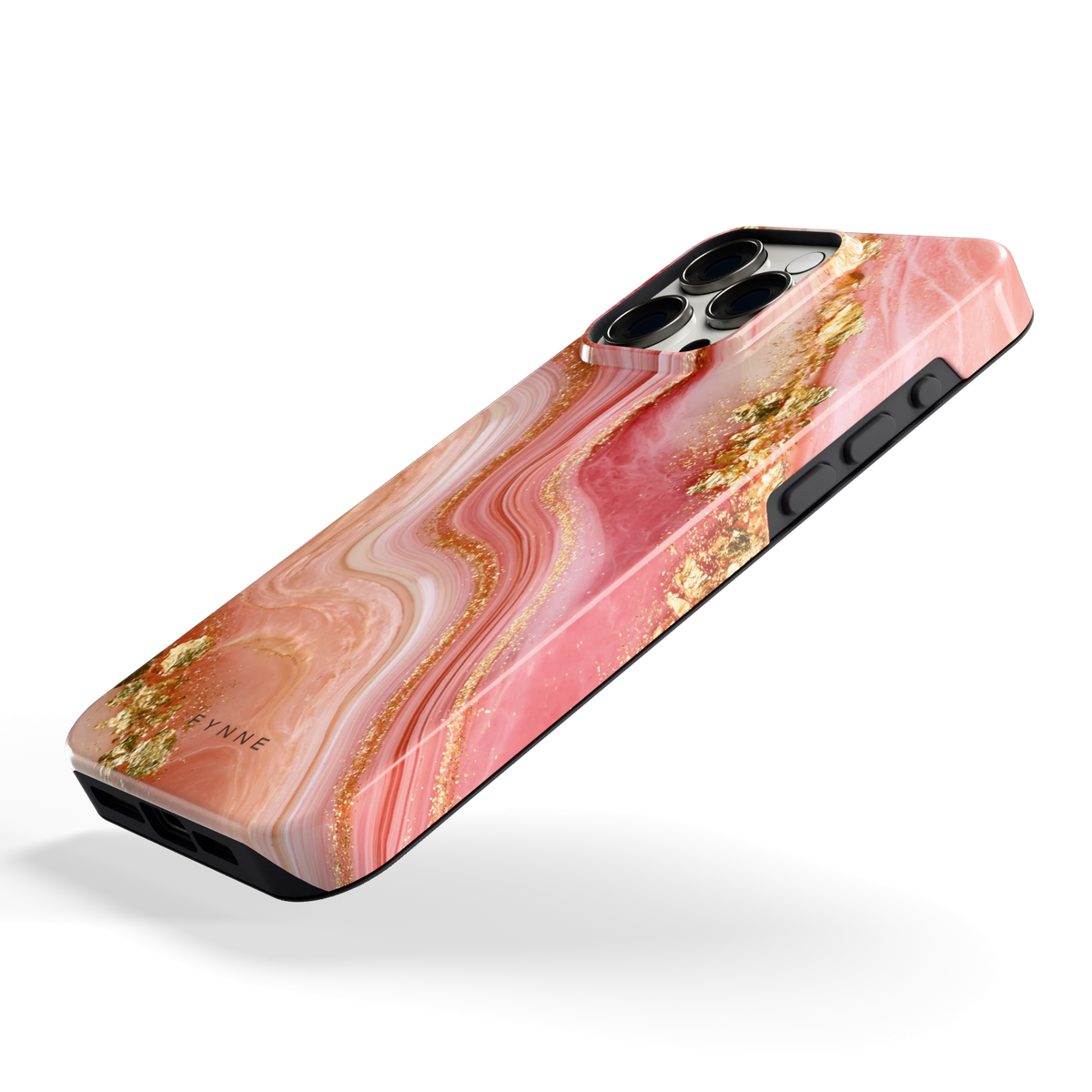Roségouden Agaat hoesje voor iPhone 15 Pro Max, schuin