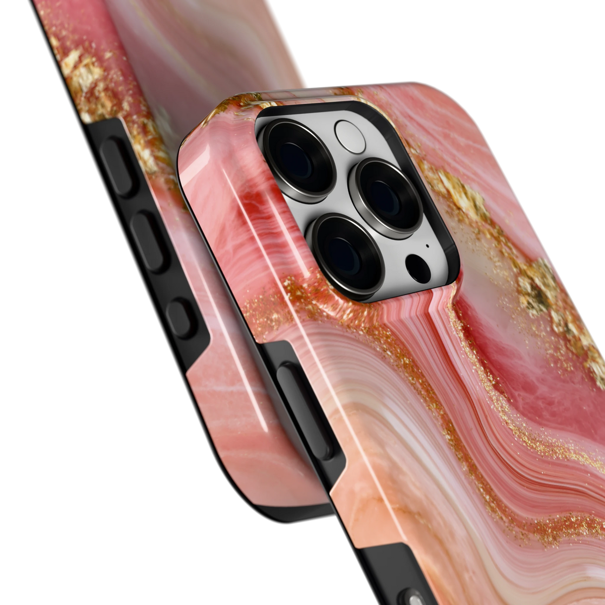 Roségouden Agaat hoesje voor iPhone 16 Pro, close-up