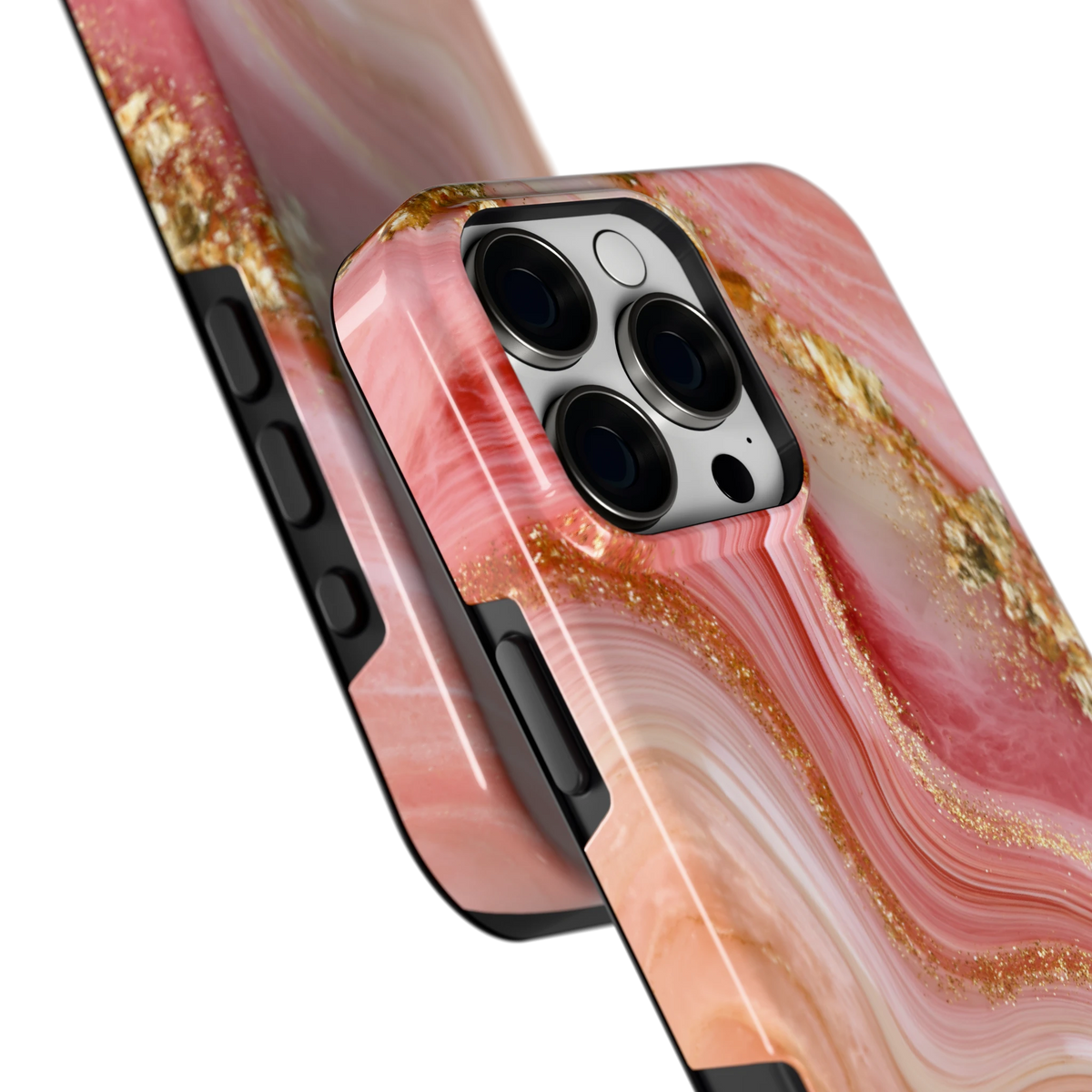 Roségouden Agaat hoesje voor iPhone 16 Pro Max, close-up
