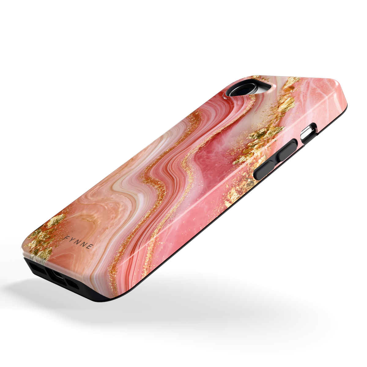Roségouden Agaat hoesje voor iPhone 16e, schuin