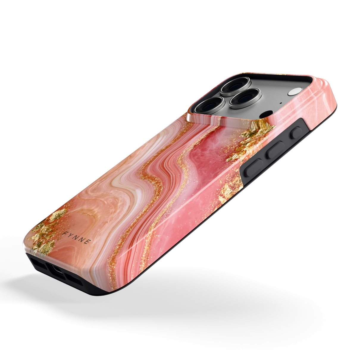 Roségouden Agaat hoesje voor iPhone 18 Pro, schuin