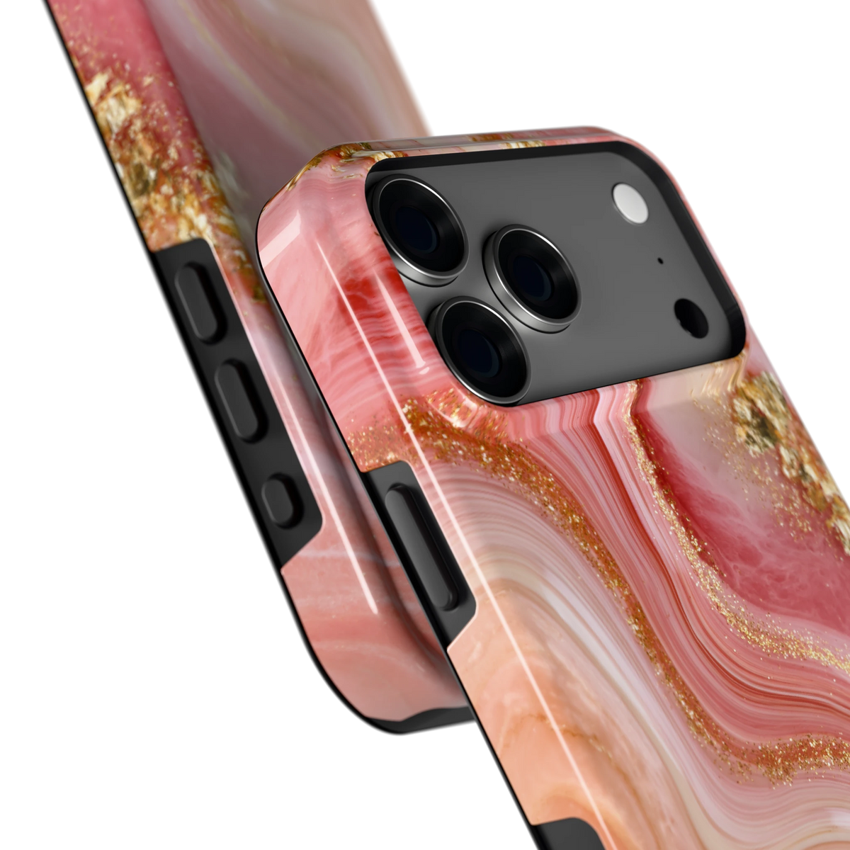 Roségouden Agaat hoesje voor iPhone 18 Pro Max, close-up