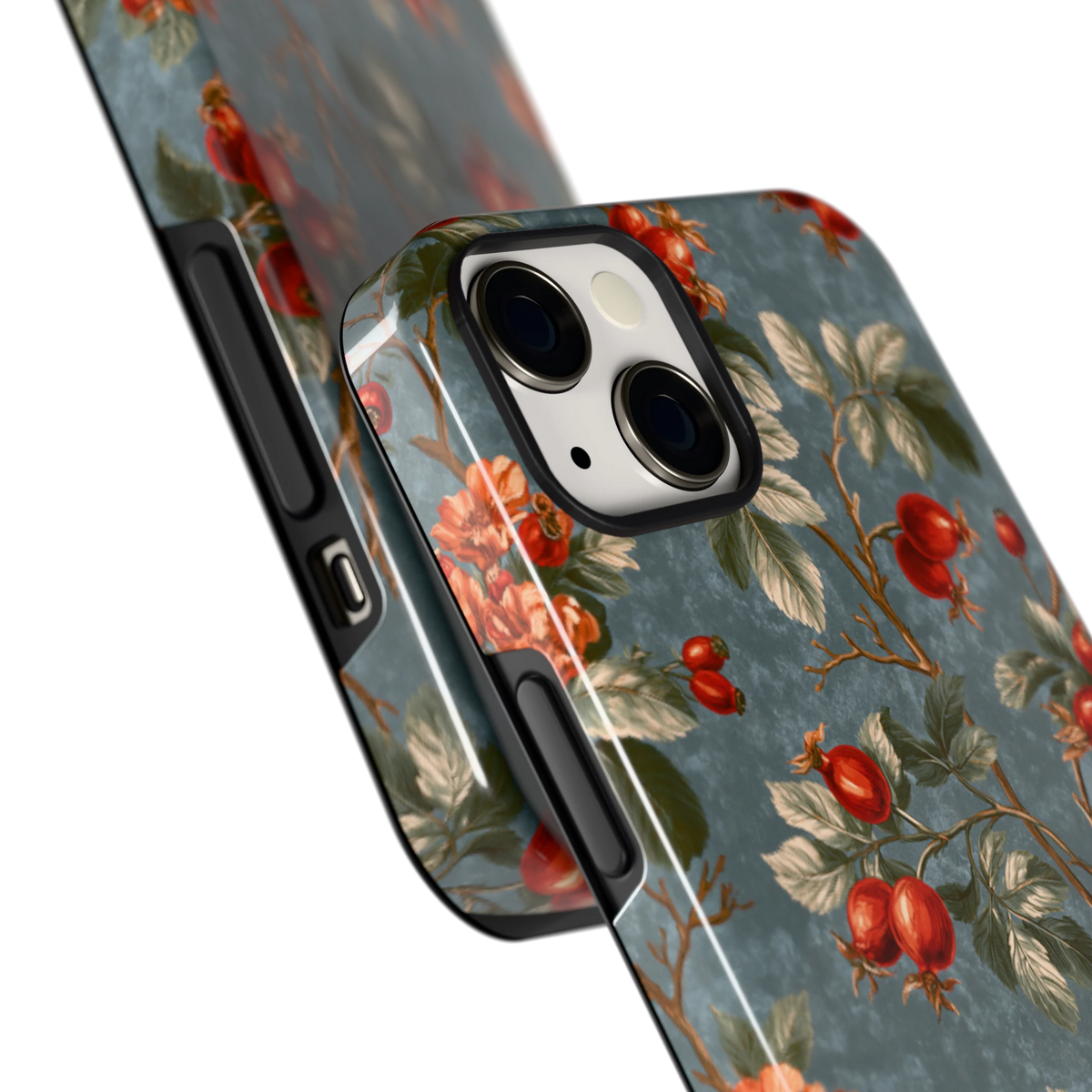 Rozenbottel Takken hoesje voor iPhone 13, close-up