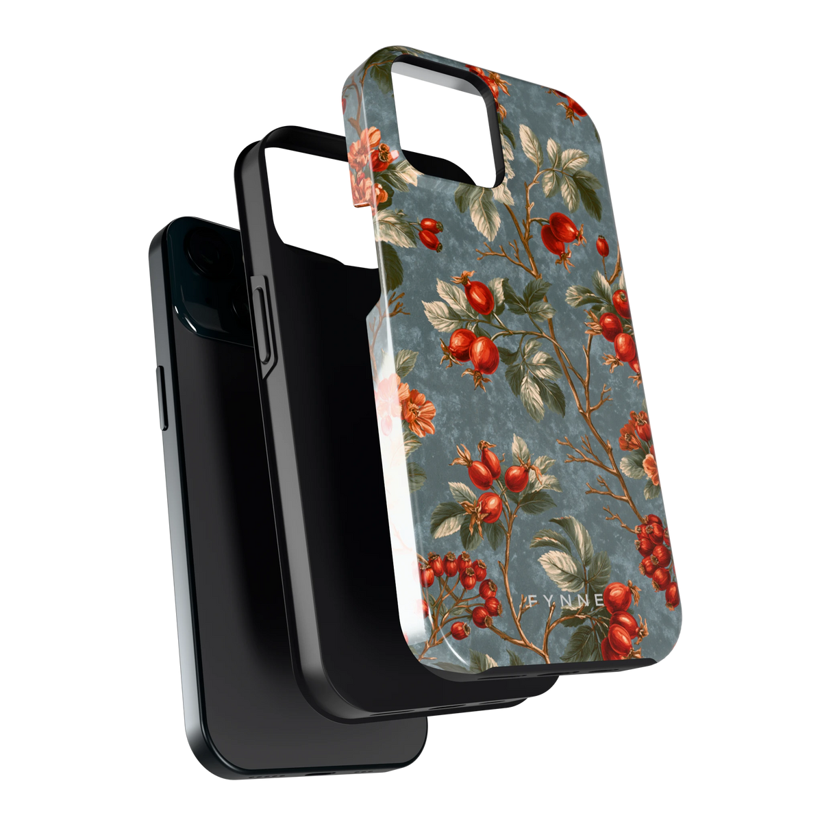 Rozenbottel Takken hoesje voor iPhone 15, los van de telefoon