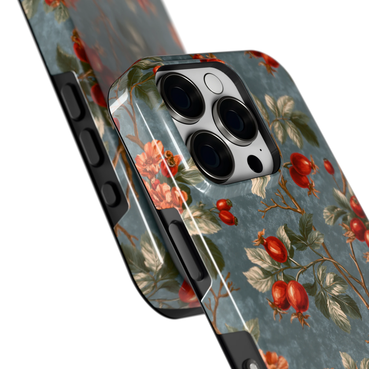 Rozenbottel Takken hoesje voor iPhone 16 Pro, close-up