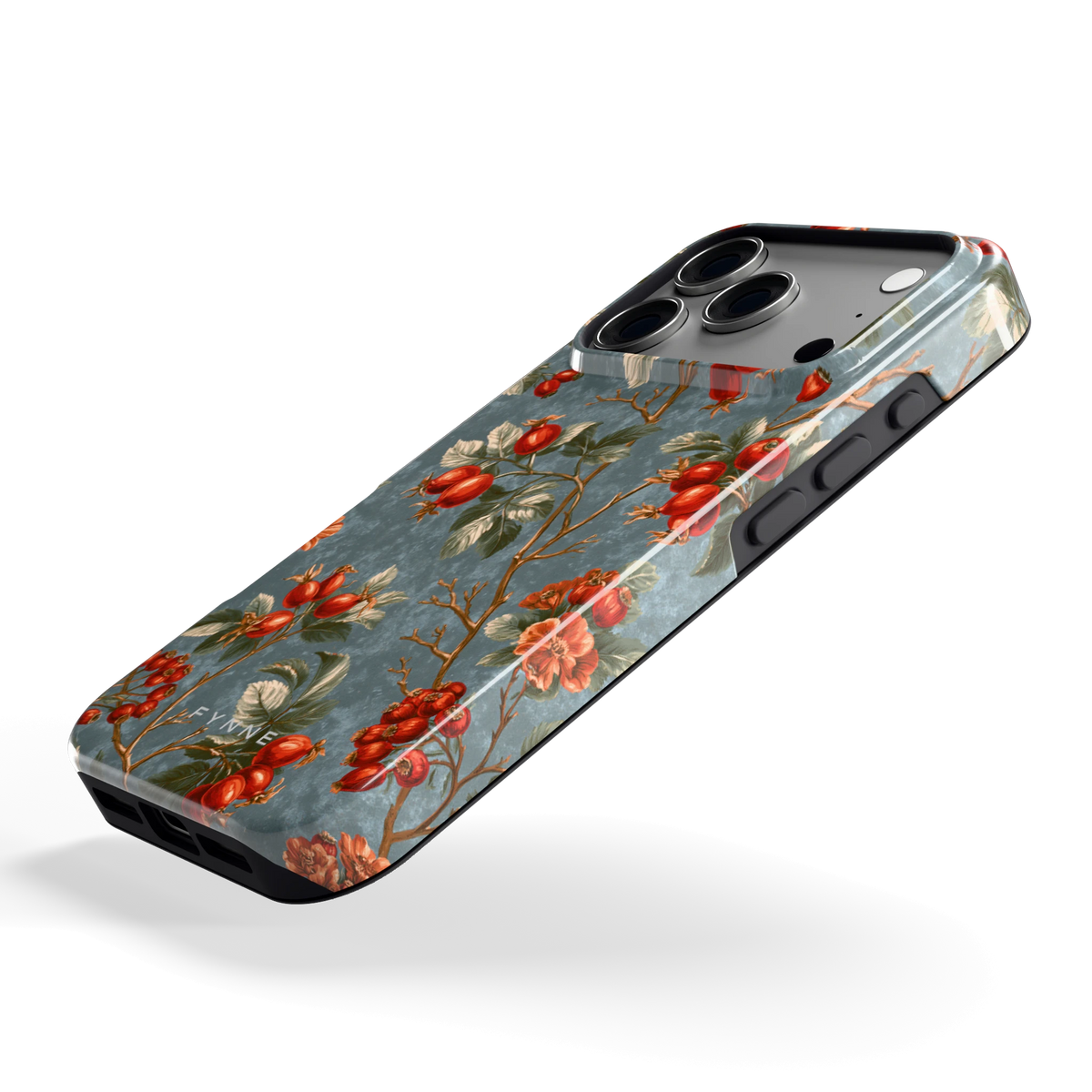 Rozenbottel Takken hoesje voor iPhone 17 Pro, schuin