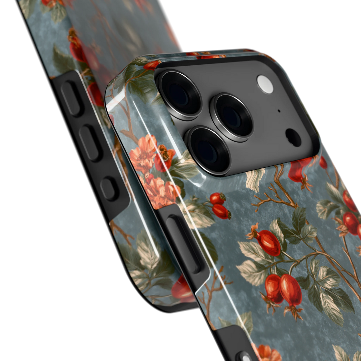 Rozenbottel Takken hoesje voor iPhone 18 Pro, close-up