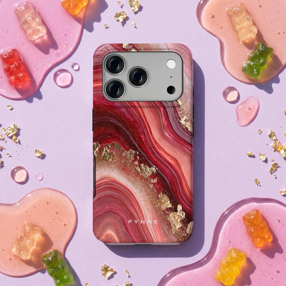 Robijn Agaat hoesje op een iPhone 17 Pro, uit The Marble Collection