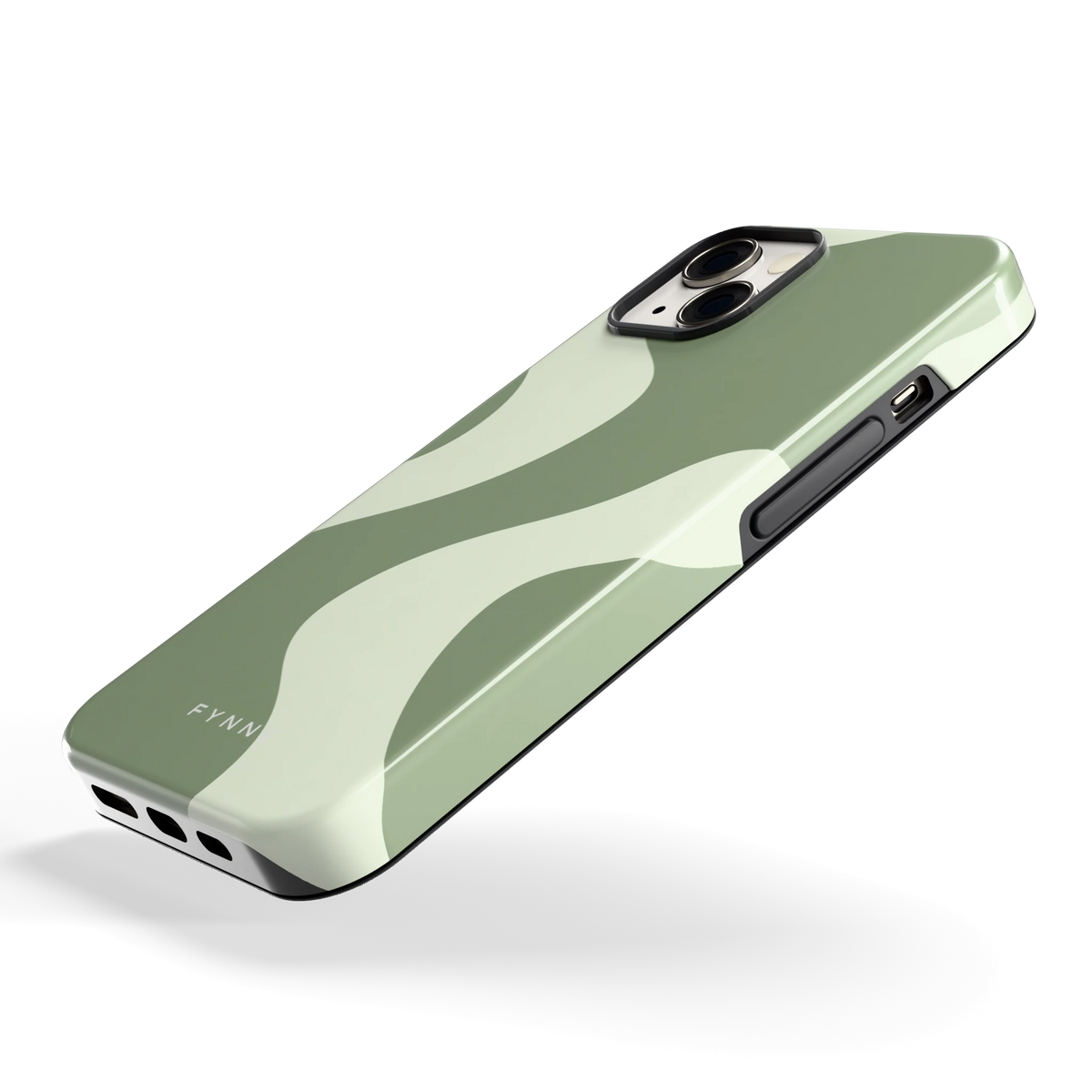Saliegroene Vlekken hoesje voor iPhone 13, schuin
