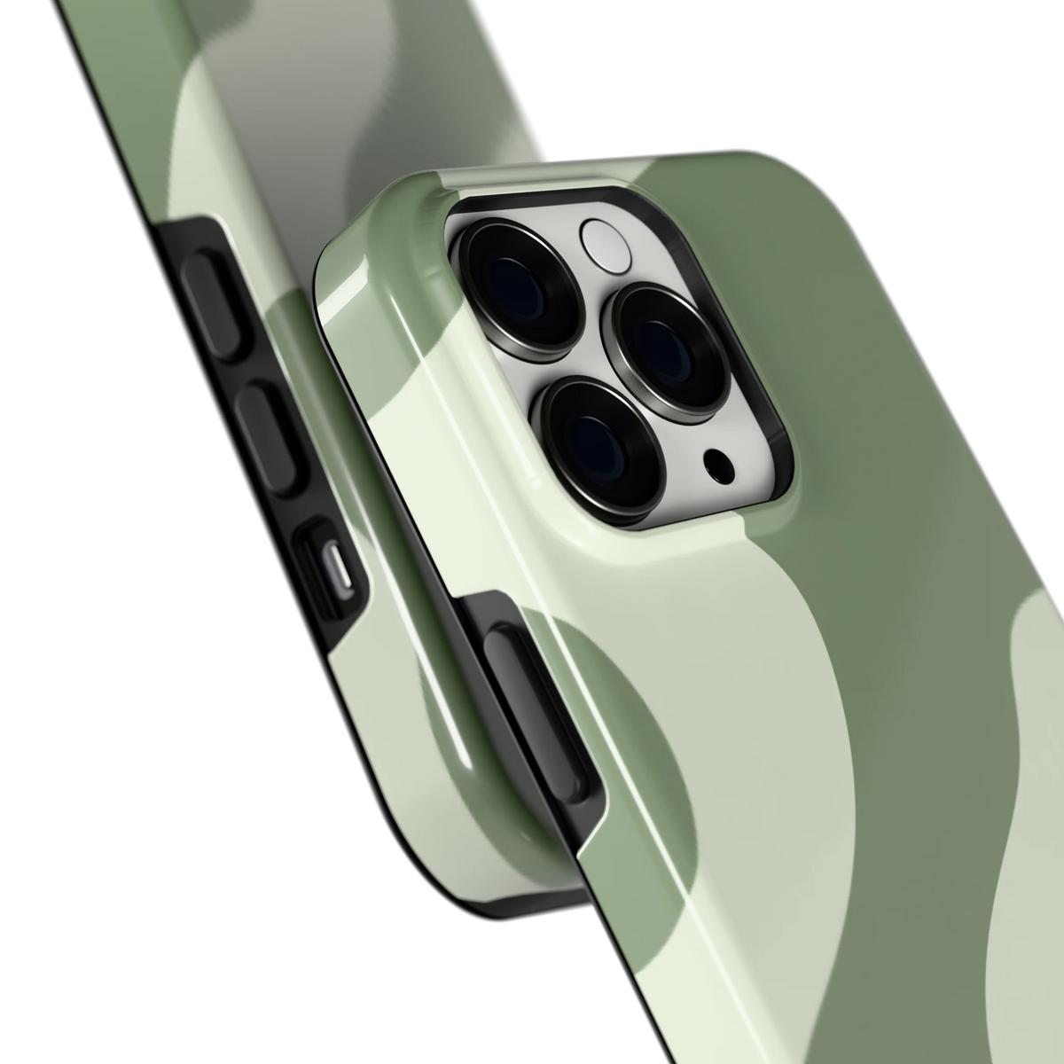 Saliegroene Vlekken hoesje voor iPhone 13 Pro, close-up