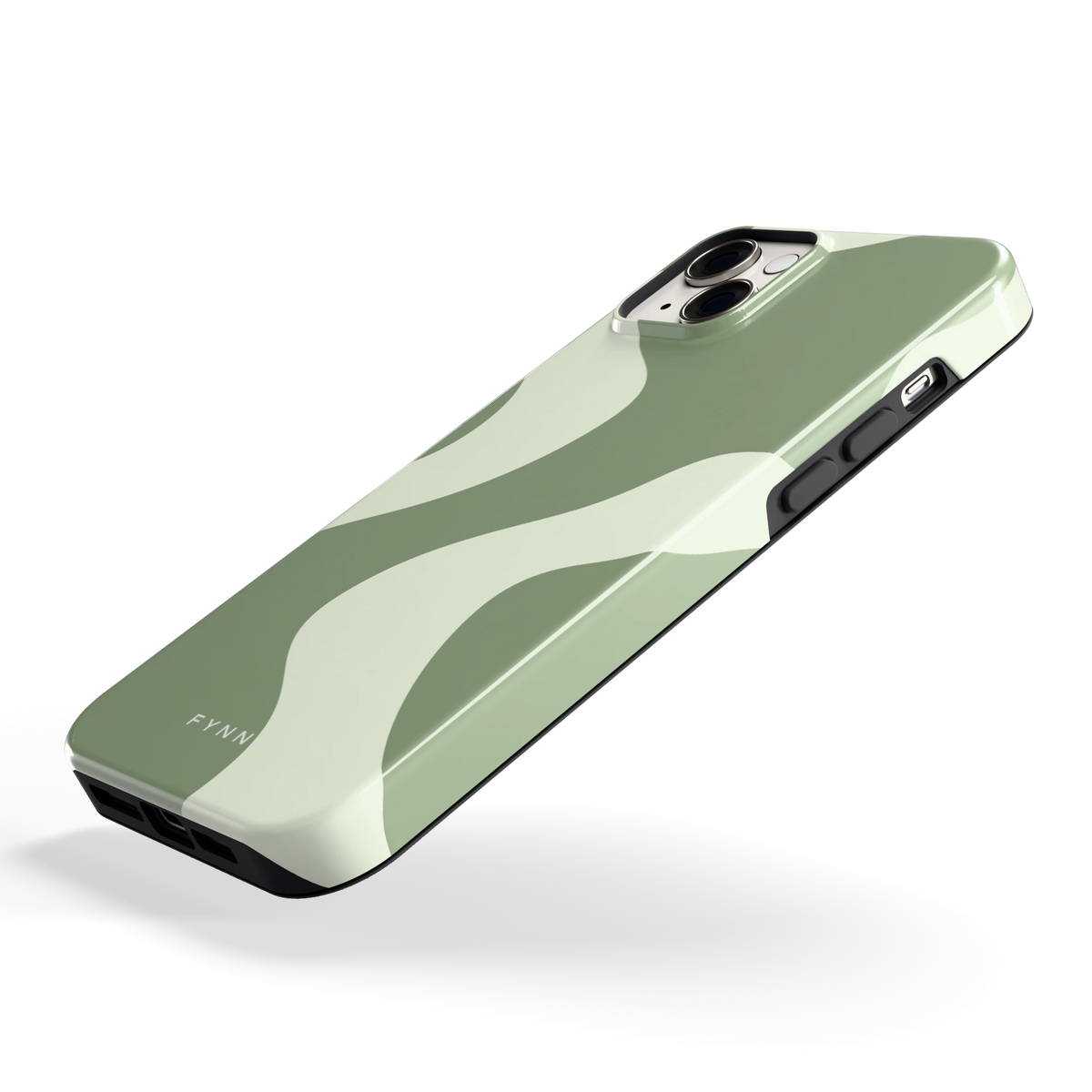Saliegroene Vlekken hoesje voor iPhone 14 Plus, schuin