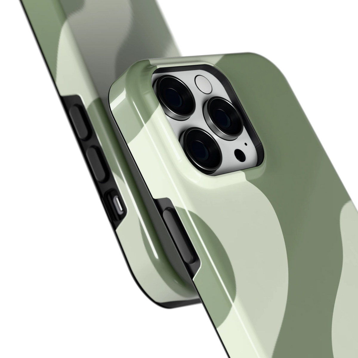 Saliegroene Vlekken hoesje voor iPhone 14 Pro Max, close-up
