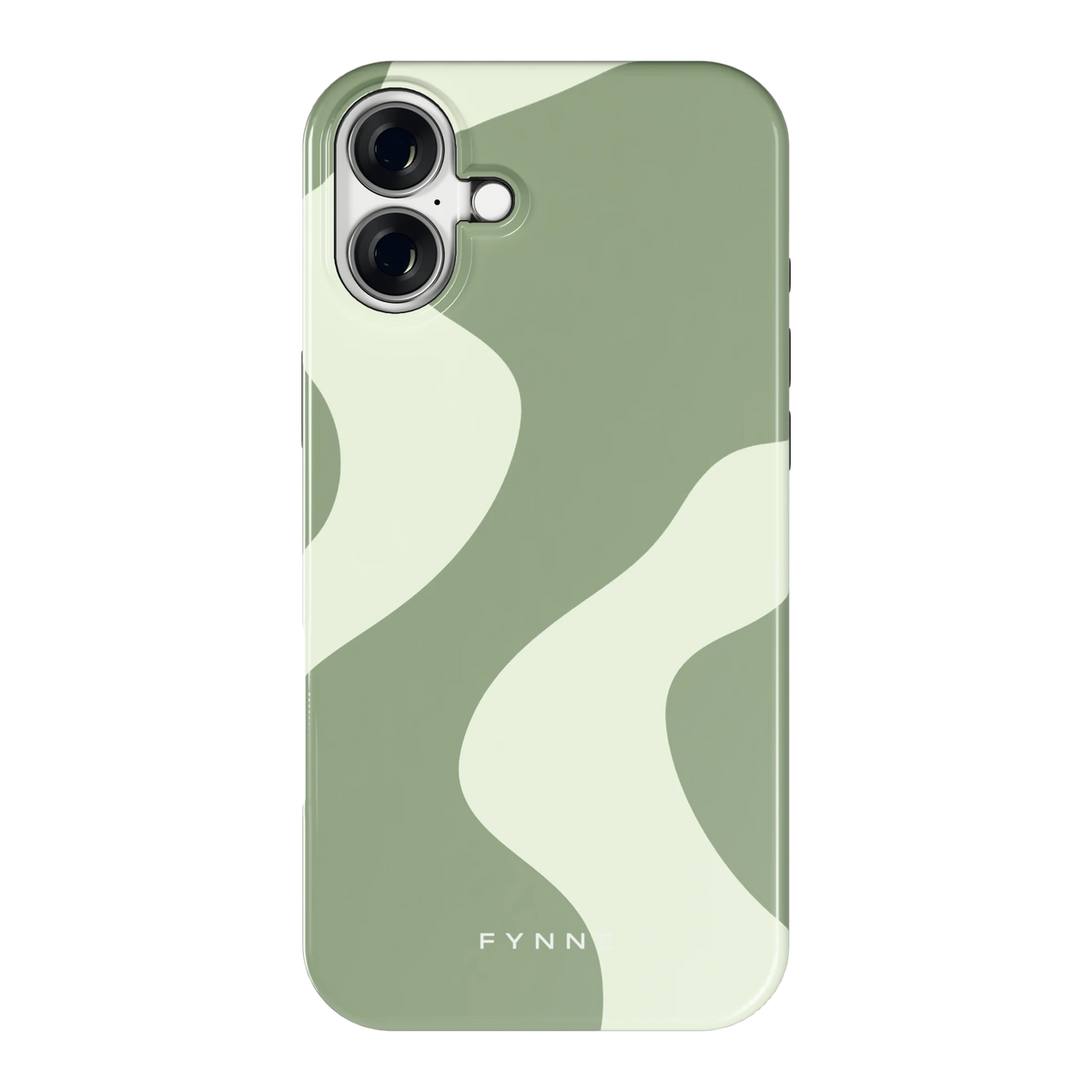 Saliegroene Vlekken hoesje voor iPhone 16 Plus, achterkant