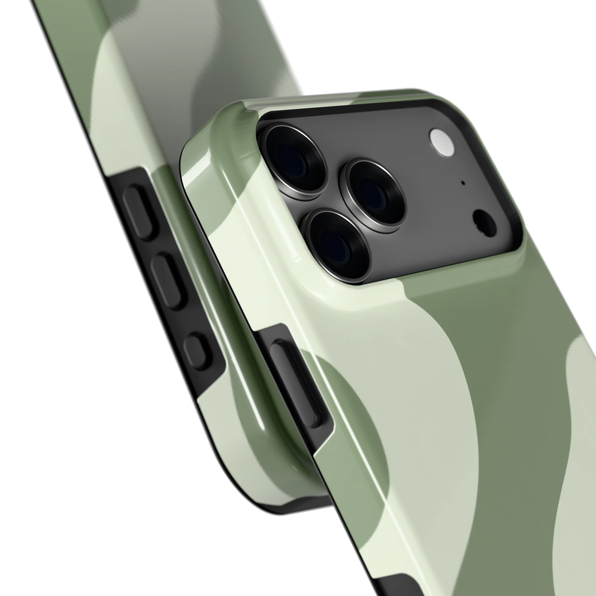 Saliegroene Vlekken hoesje voor iPhone 18 Pro Max, close-up
