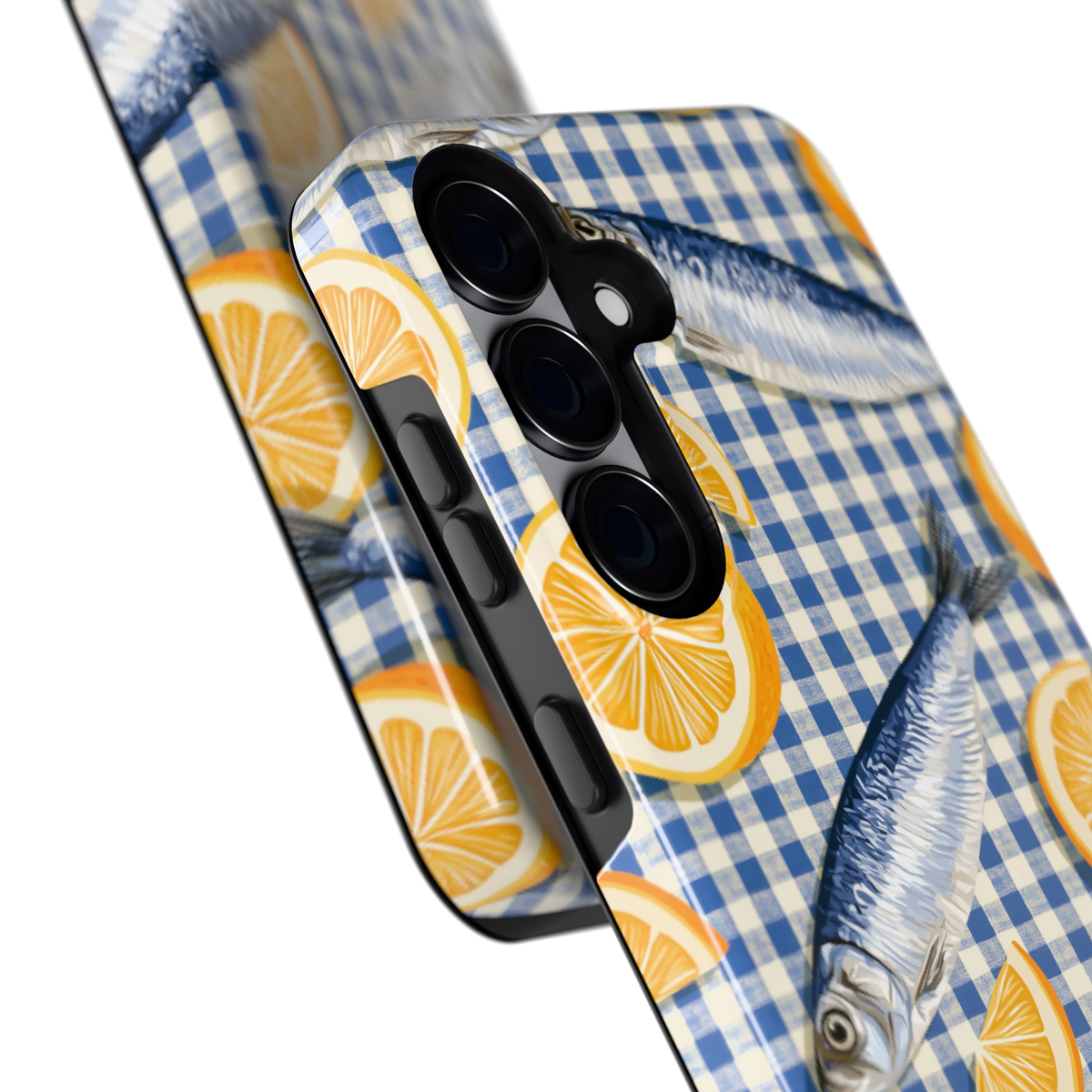 Sardines en Citroen hoesje voor Galaxy S25, close-up