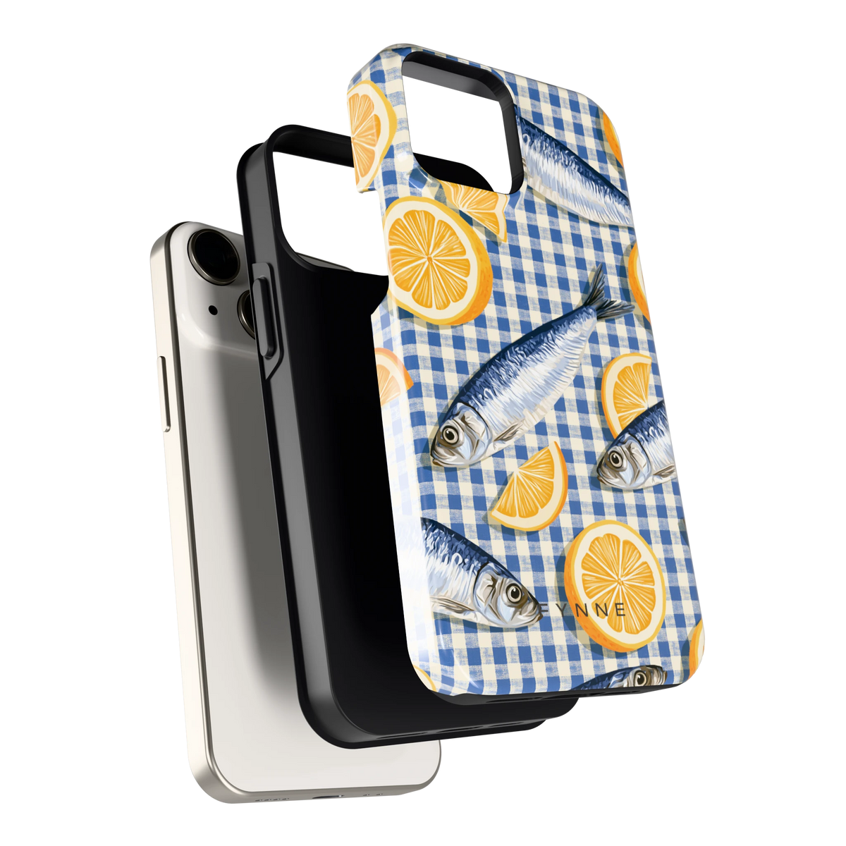 Sardines en Citroen hoesje voor iPhone 13 mini, los van de telefoon