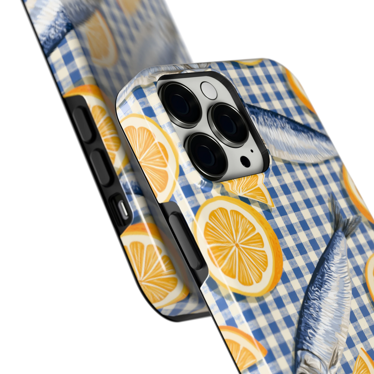 Sardines en Citroen hoesje voor iPhone 13 Pro Max, close-up