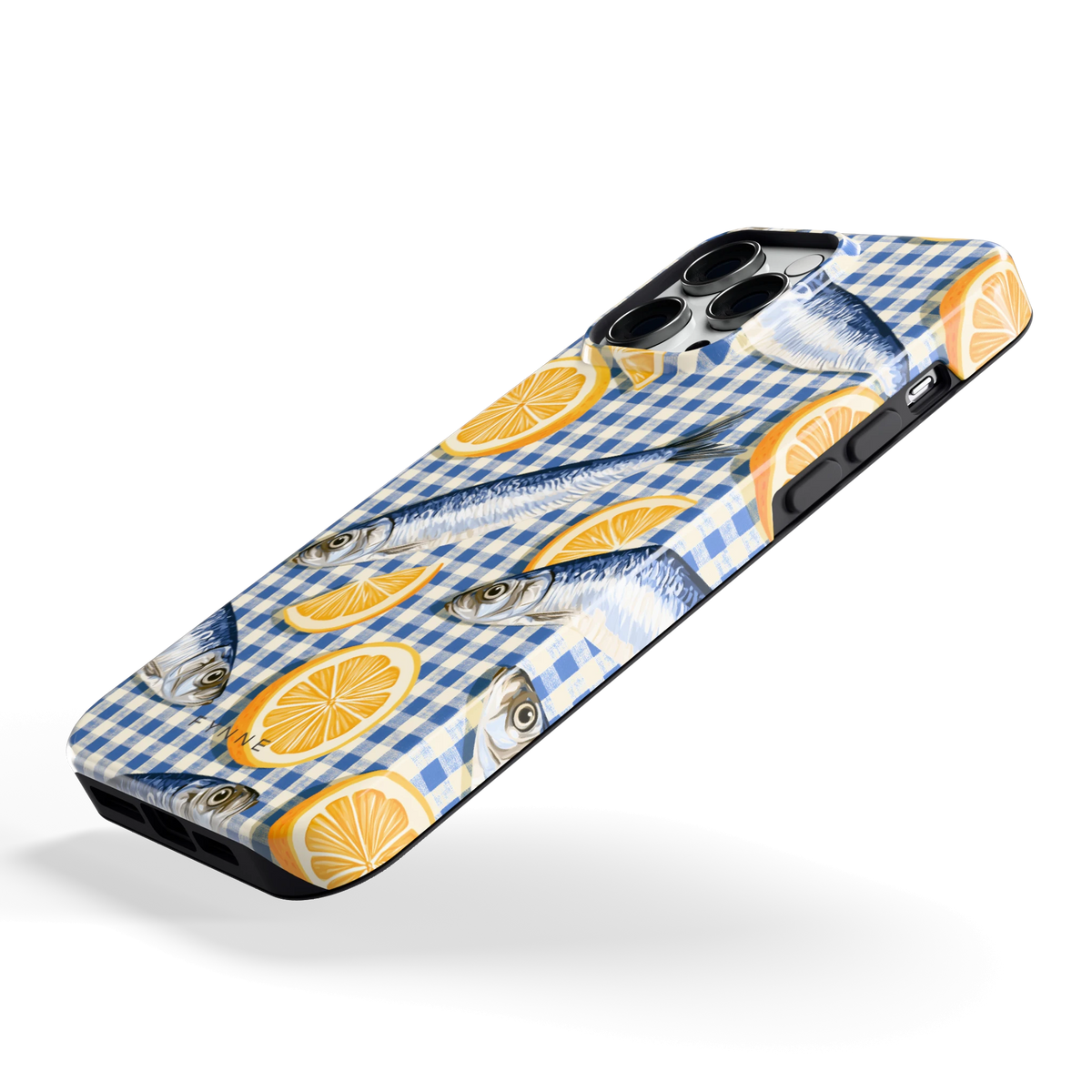 Sardines en Citroen hoesje voor iPhone 14 Pro Max, schuin