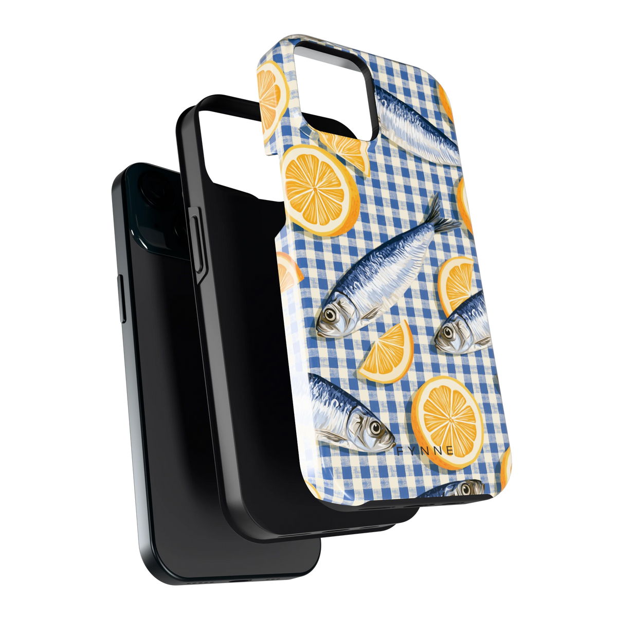 Sardines en Citroen hoesje voor iPhone 15, los van de telefoon