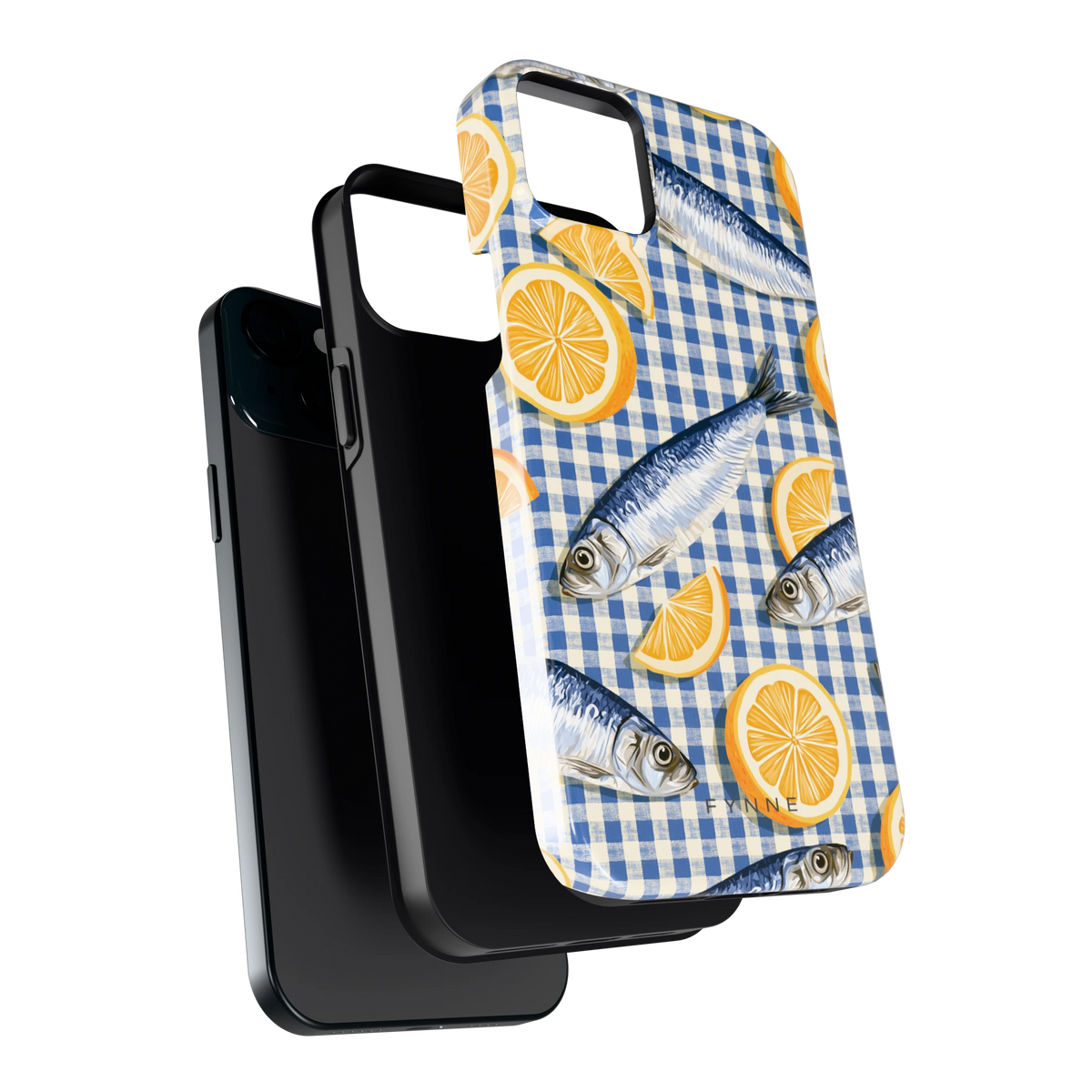 Sardines en Citroen hoesje voor iPhone 15 Plus, los van de telefoon