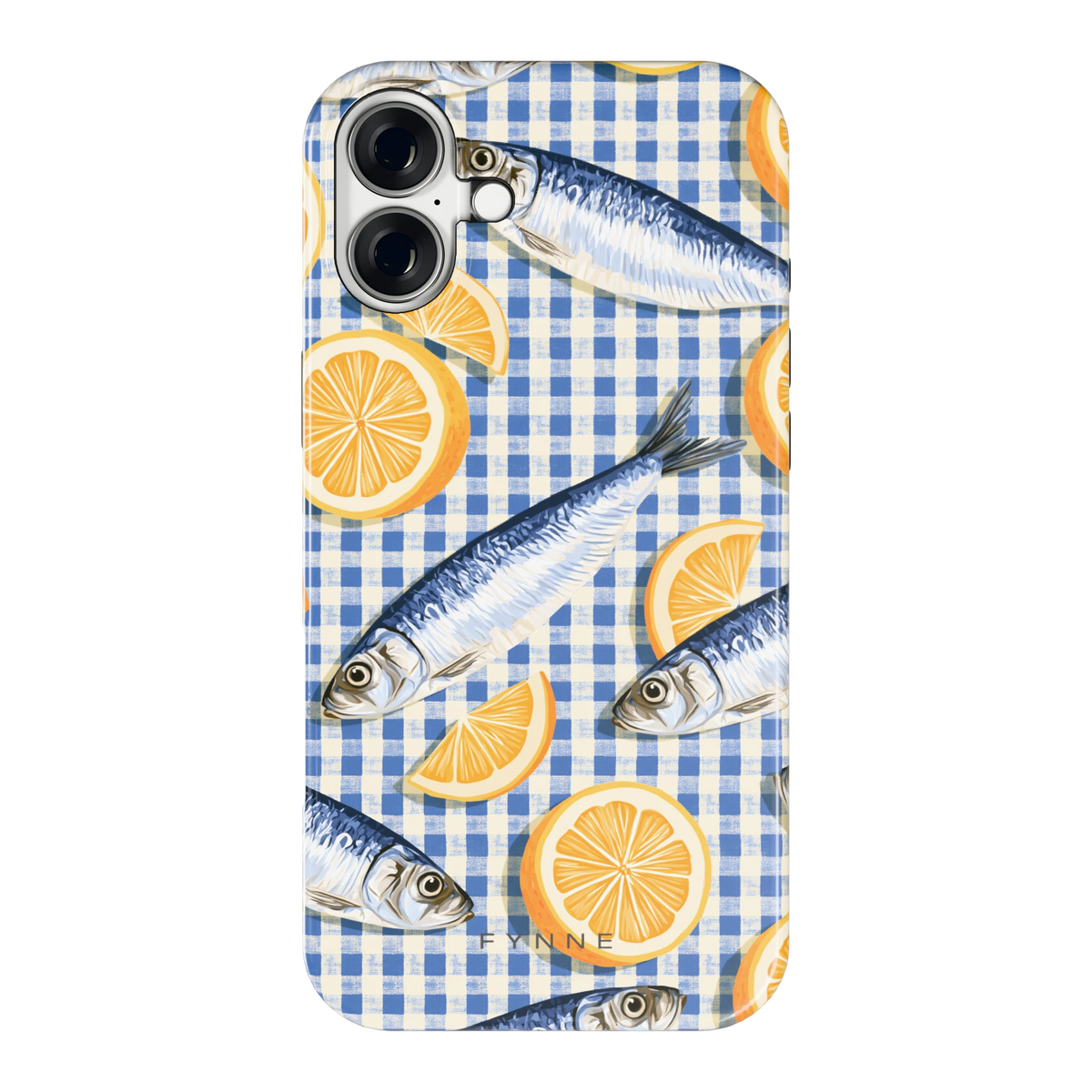 Sardines en Citroen hoesje voor iPhone 16 Plus, achterkant