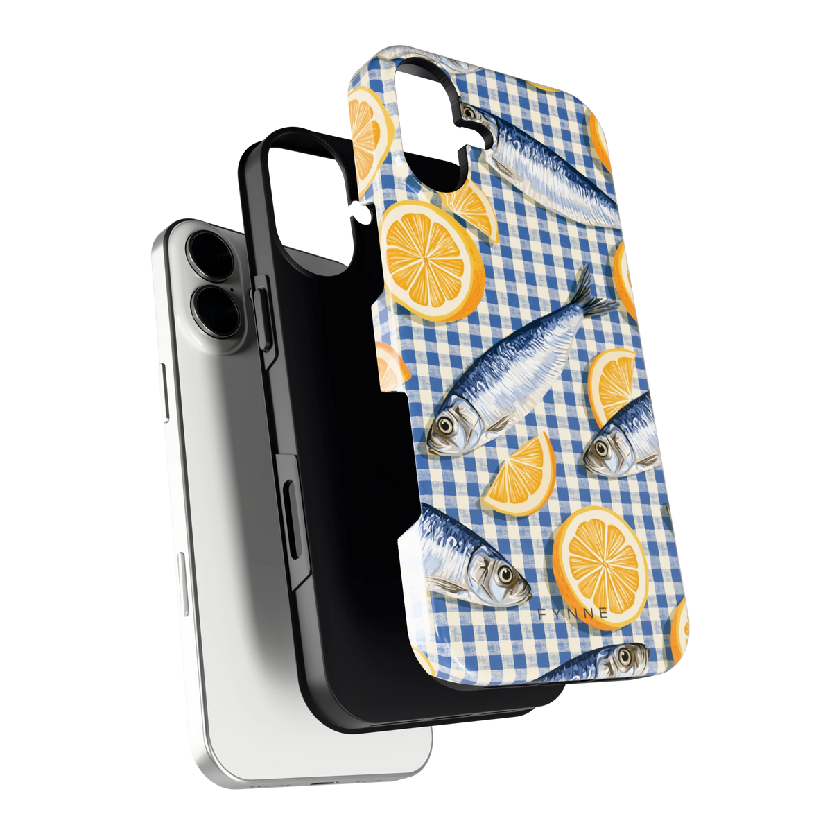 Sardines en Citroen hoesje voor iPhone 16 Plus, los van de telefoon