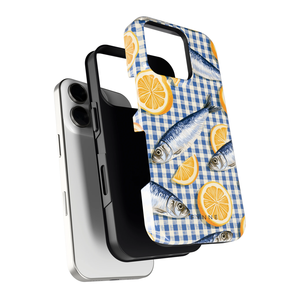Sardines en Citroen hoesje voor iPhone 16 Pro, los van de telefoon
