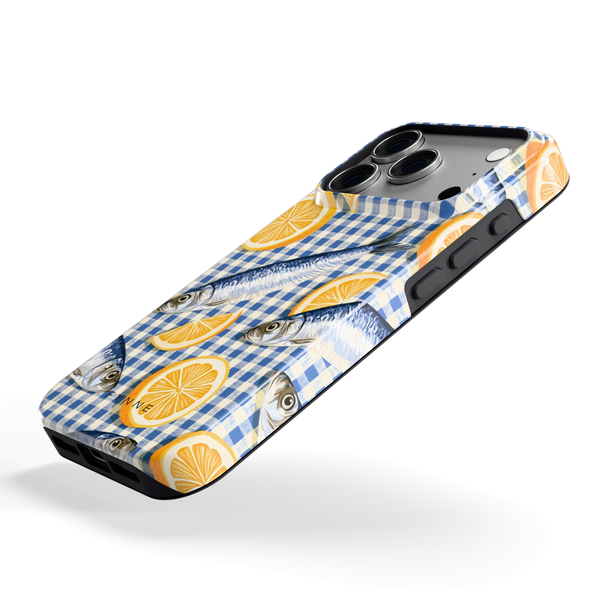 Sardines en Citroen hoesje voor iPhone 18 Pro, schuin
