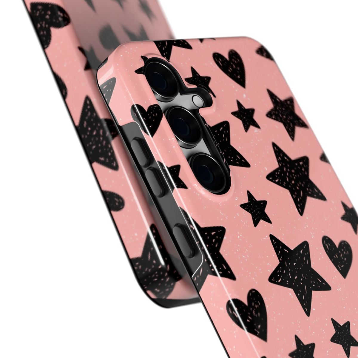 Getekende sterren en hartjes hoesje voor Galaxy S24 FE, close-up