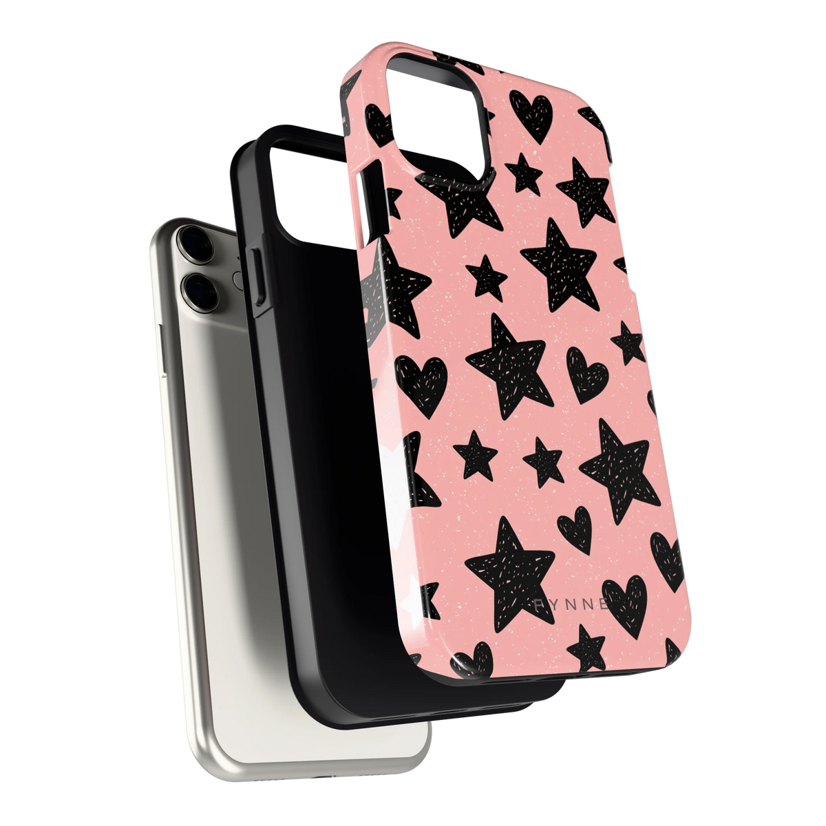 Getekende sterren en hartjes hoesje voor iPhone 11, los van de telefoon