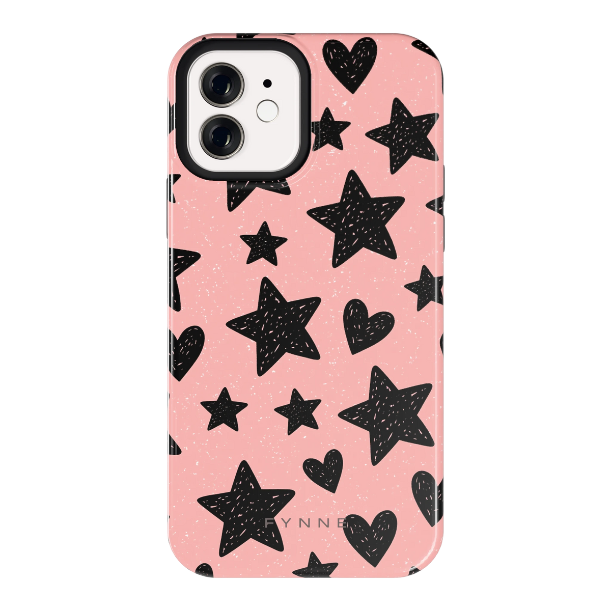 Getekende sterren en hartjes hoesje voor iPhone 12, achterkant