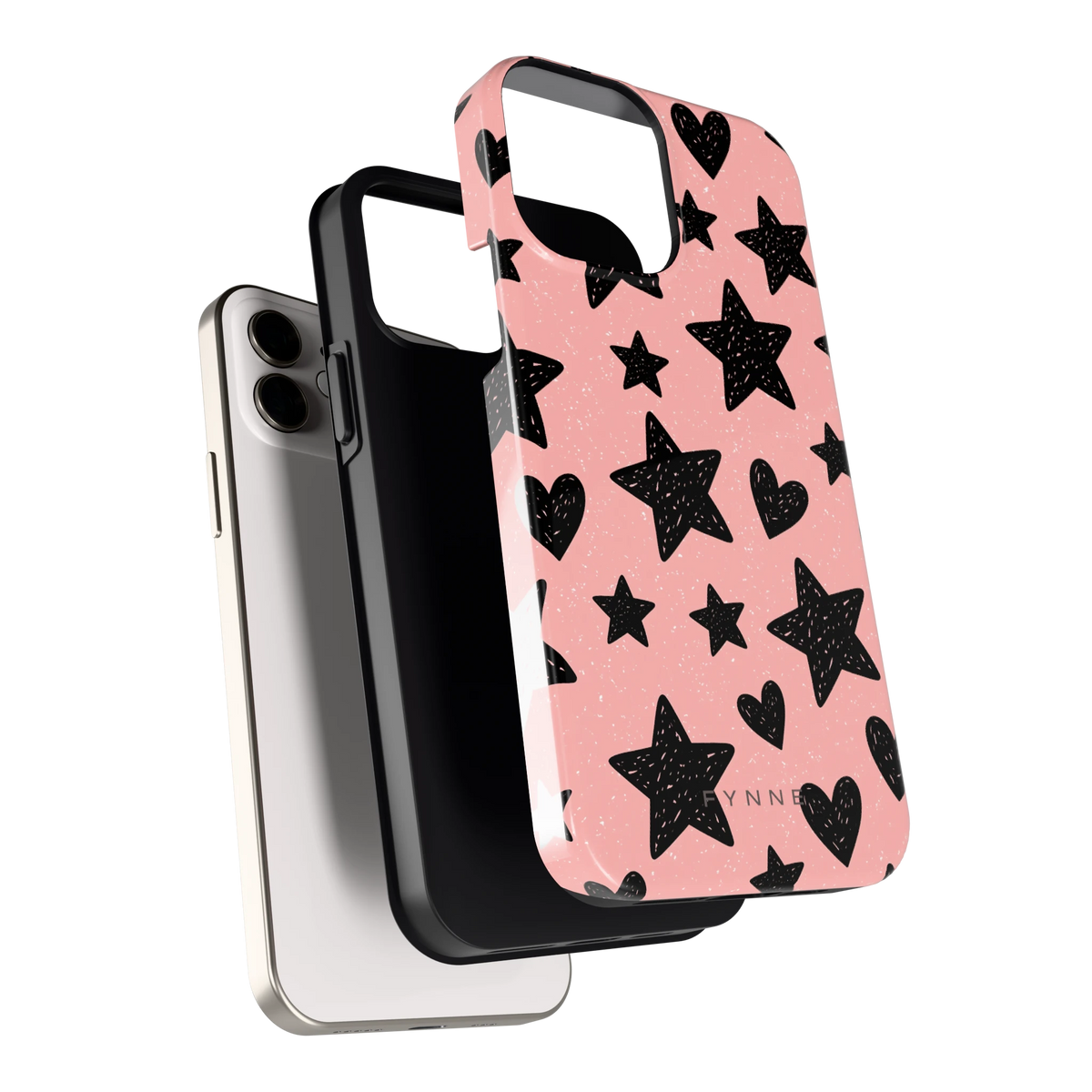 Getekende sterren en hartjes hoesje voor iPhone 12, los van de telefoon