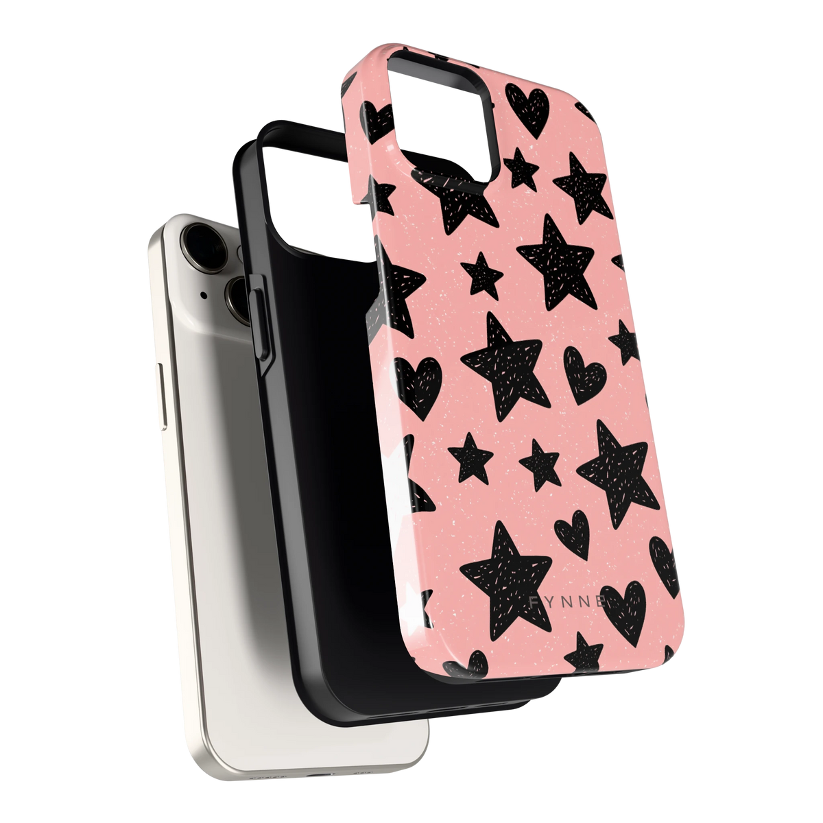 Getekende sterren en hartjes hoesje voor iPhone 14, los van de telefoon
