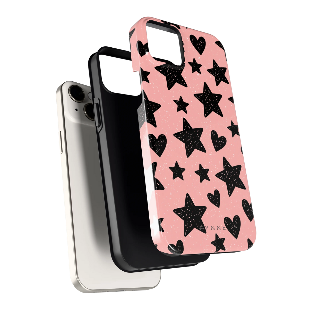 Getekende sterren en hartjes hoesje voor iPhone 14 Plus, los van de telefoon