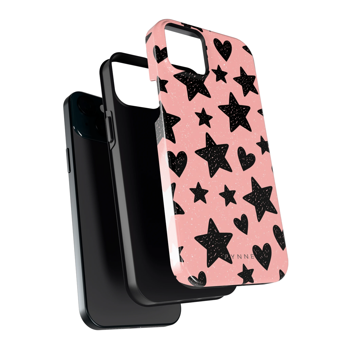 Getekende sterren en hartjes hoesje voor iPhone 15 Plus, los van de telefoon